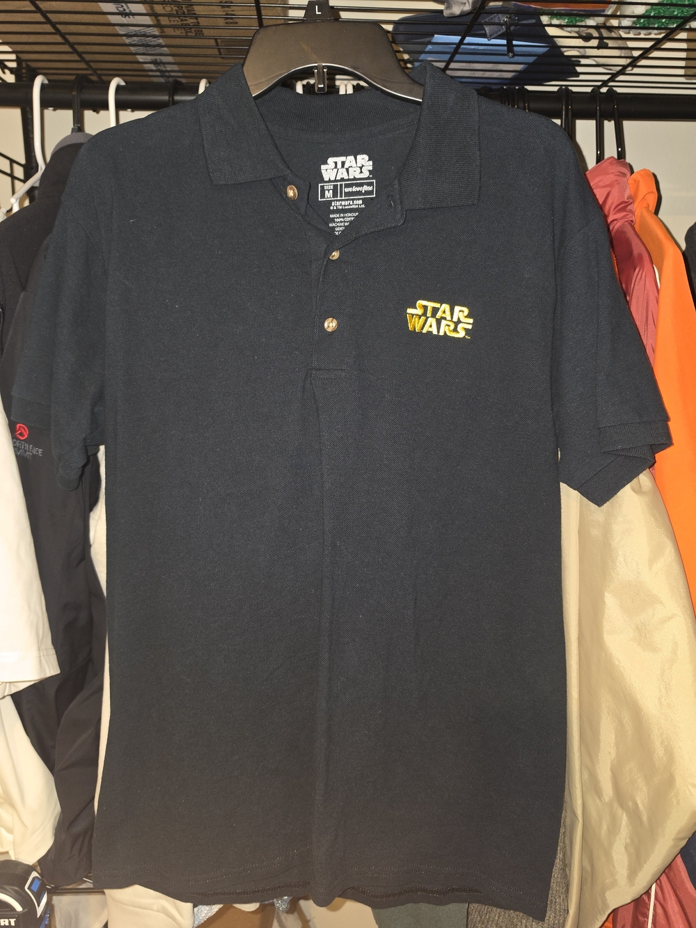 VTG Y2K Star Wars Embroidered Logo Polo Shirt Size Medium Black